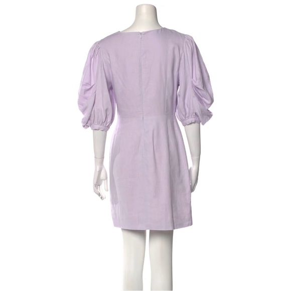 EUC FARM RIO V-Neck Mini Dress. Lavender Linen Blend. 3/4 Puffed Sleeve. SZ:XL - Picture 2 of 15